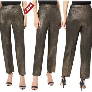 Anne Klein metallic gold black snake print straight leg trouser dress pants NWT